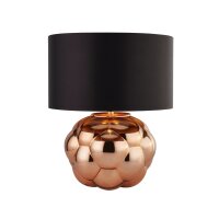Lampe de table verre tissu H : 43,5 cm en cuivre noir E27