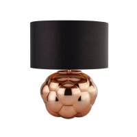 Lampe de table verre tissu H : 43,5 cm en cuivre noir E27