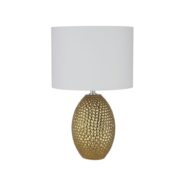 Lampe de table céramique tissu E27 45 cm Ø 28 cm or crème-blanc
