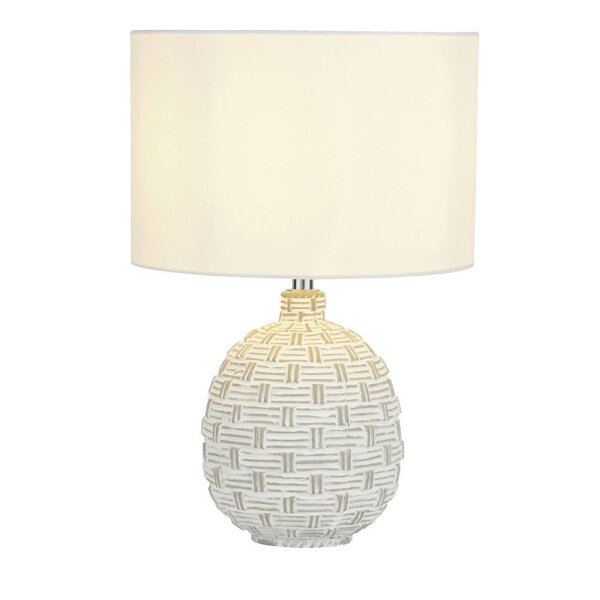 Lampe de chevet E14 36,5 cm D : 25 cm Blanc Tissu Céramique