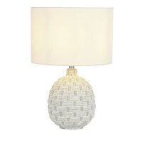 Lampe de chevet E14 36,5 cm D : 25 cm Blanc Tissu...