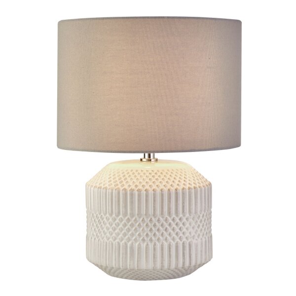 Lampe de table Blanc Gris E14 37,5 cm Ø 27 cm Céramique Tissu