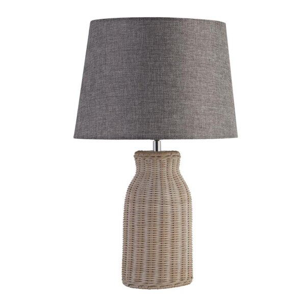 Lampe de table rotin lin 48 cm de haut E14 Gris Naturel Boho