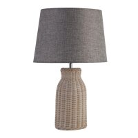 Lampe de table rotin lin 48 cm de haut E14 Gris Naturel Boho