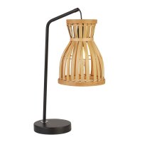 Lampe de table 45 cm Noir Naturel E14 Bambou Métal