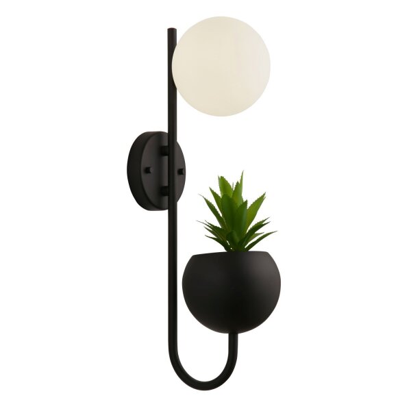 Applique Noir Blanc G9 H : 46 cm Métal avec pot
