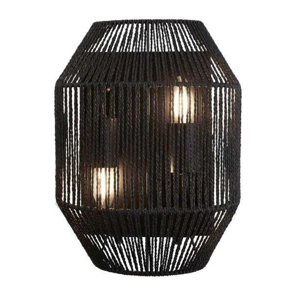 Applique noire 2 flammes E27 corde Abat-jour H : 30,5 cm