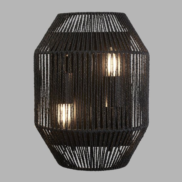 Applique noire 2 flammes E27 corde Abat-jour H : 30,5 cm