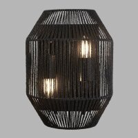 Applique noire 2 flammes E27 corde Abat-jour H : 30,5 cm