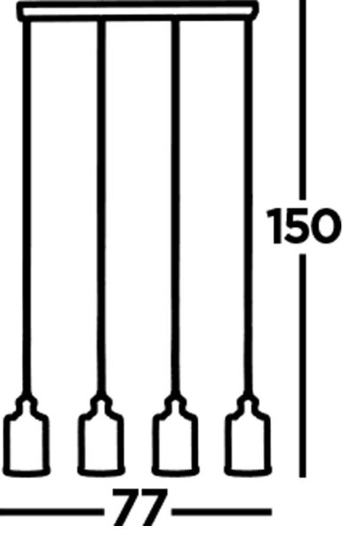 Suspension 4 flammes E27 verre métal vintage LOGAN