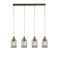 Suspension 4 flammes E27 verre métal vintage LOGAN
