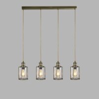 Suspension 4 flammes E27 verre métal vintage LOGAN