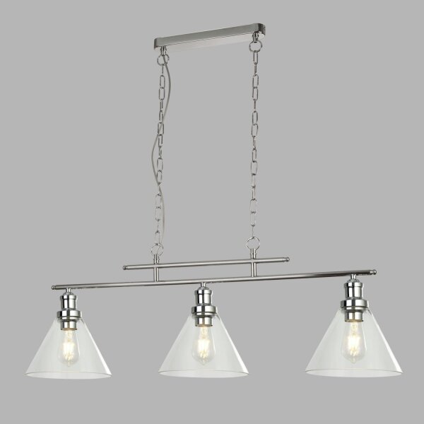 Lampe à suspendre 3 flammes chrome clair E27 design vintage