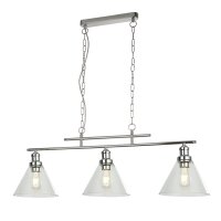 Lampe à suspendre 3 flammes chrome clair E27...