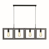 Lampe suspendue 4 flammes E27 noir métal design...