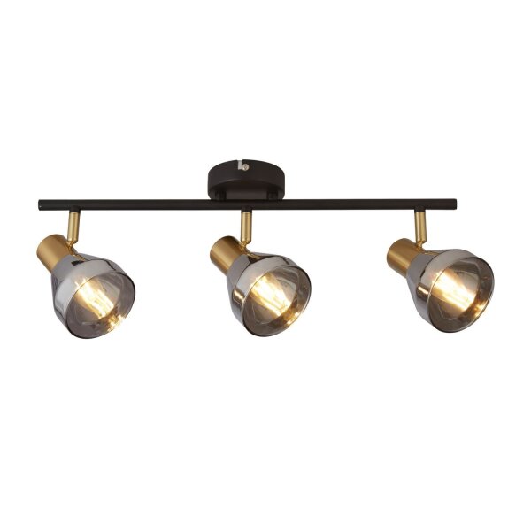 Plafonnier 3 flammes L : 59 cm E14 verre métal réglable