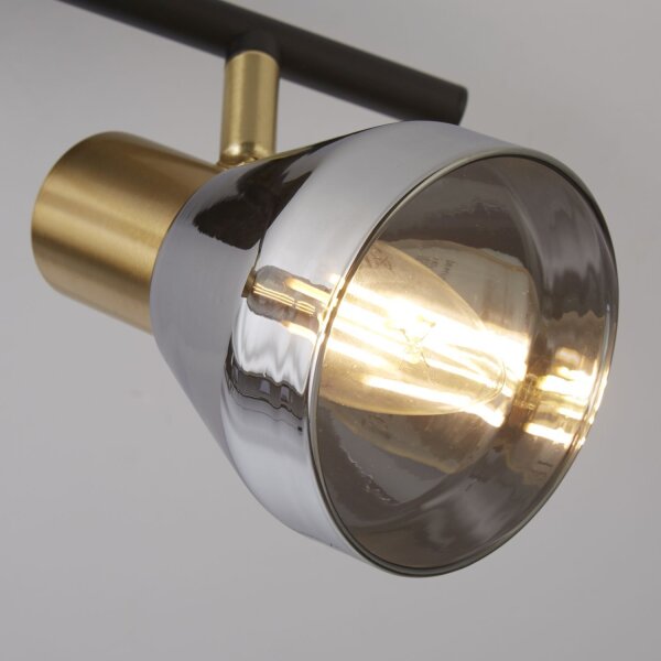 Spot de plafond 2 flammes E14 verre fumé métal réglable