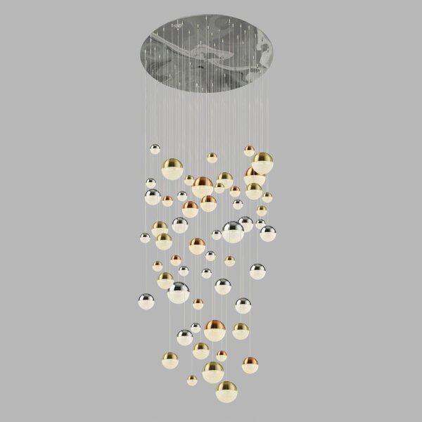 Suspension LED D : 140 cm en chrome cuivre laiton