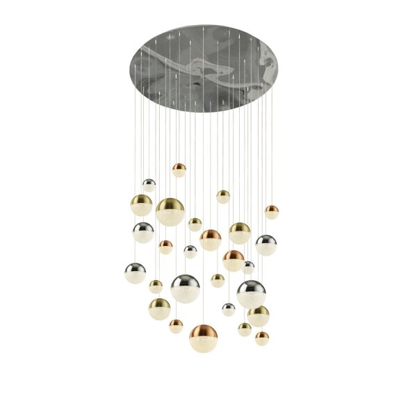 Suspension LED Ø 97 cm en chrome cuivre laiton rétro