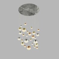Suspension LED Ø 97 cm en chrome cuivre laiton...