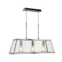 Lampe suspendue 3 flammes chrome clair E27 verre...
