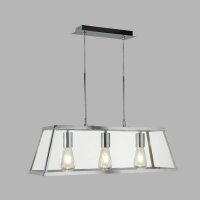 Lampe suspendue 3 flammes chrome clair E27 verre...