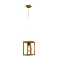 Suspension Nature Noir carr&eacute; E27 Bois Bambou