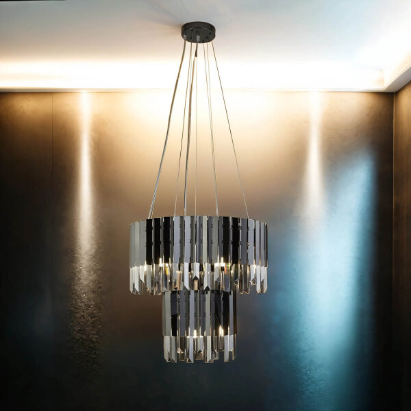 Lustre cristal G9 noir gris fumé