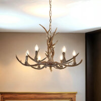 Lustre Rustikal en résine bois de cerf artificiel...