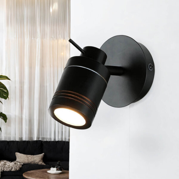 Applique IP44 GU10 Ø 10 cm noir mat orientable