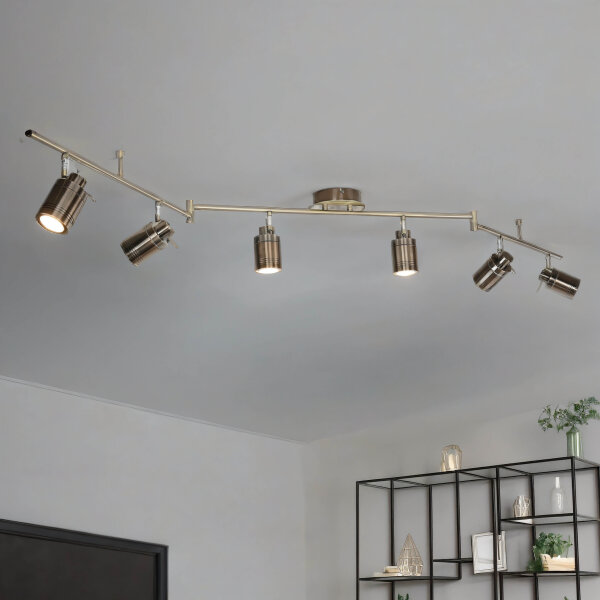 Spot de plafond 6-flamme IP44 GU10 en laiton antique métal salle de bain
