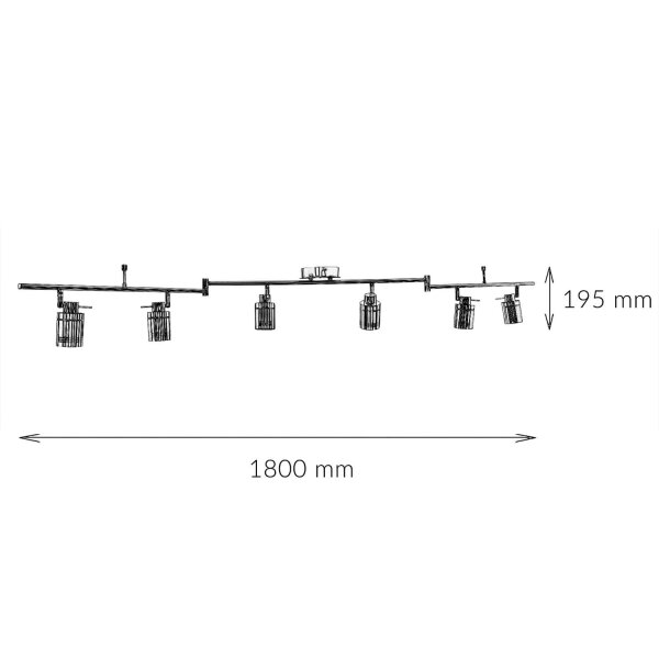 Spot de plafond 6-flamme IP44 GU10 en laiton antique métal salle de bain