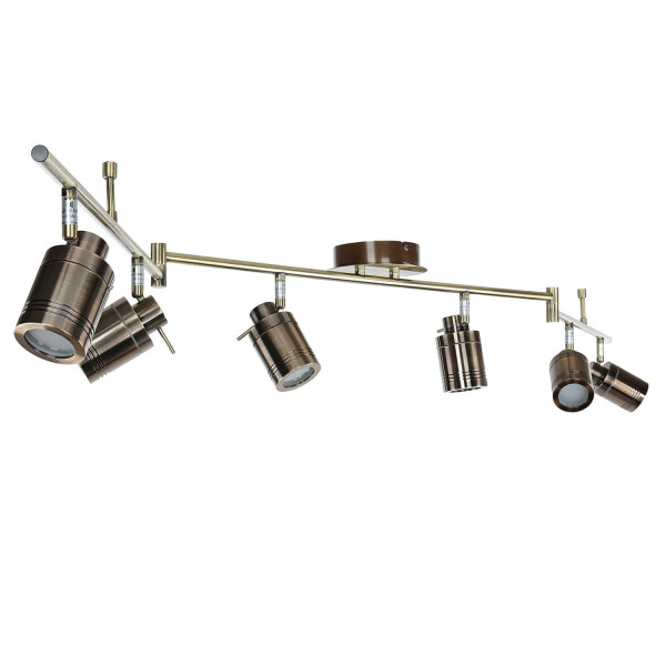 Spot de plafond 6-flamme IP44 GU10 en laiton antique métal salle de bain