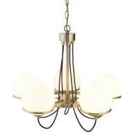 Lustre à 5 flammes en laiton antique blanc E14...