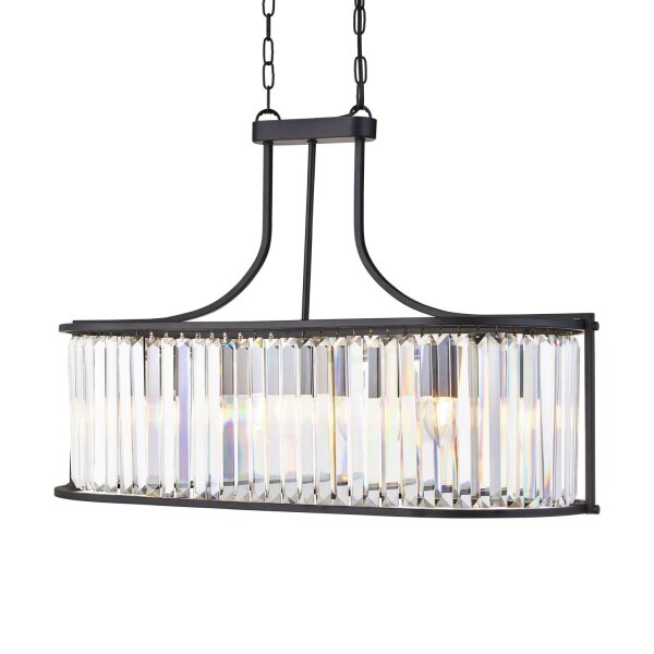 Lampe à suspendre cristal 78 cm de long 5x E14 métal verre