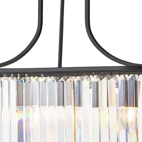 Lampe à suspendre cristal 78 cm de long 5x E14 métal verre