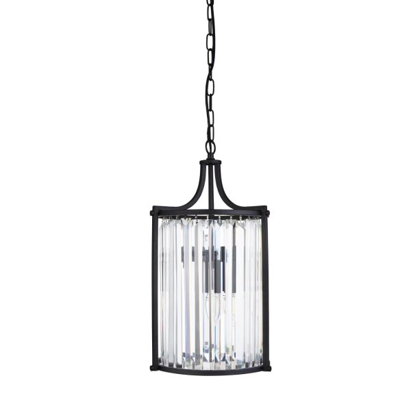 Art Déco Suspension Noir Ø 26 cm Cristal 2x E14