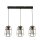 Suspension Noir Naturel 3-flamme E27 Métal Bois