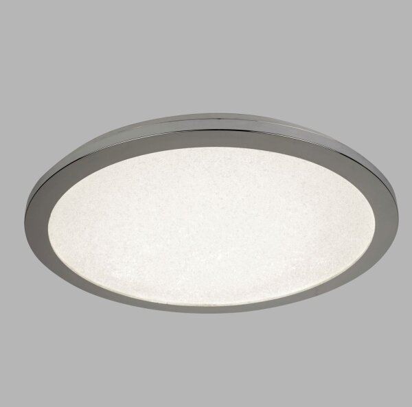 Plafonnier LED salle de bain IP44 D : 30 cm Chromé 4000 K rond plat