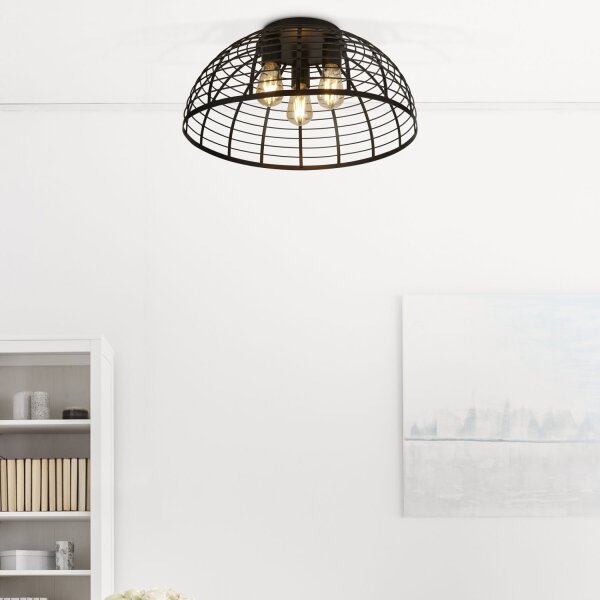 Plafonnier rond Ø 40 cm Noir Métal 3x E27