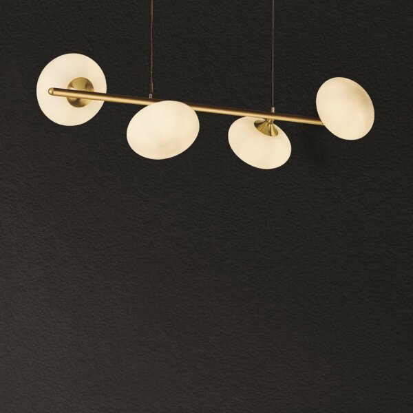 Suspension 4 flammes G9 en laiton mat blanc