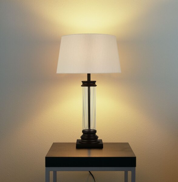 Lampe de table 63 cm Noir Blanc E27 Tissu Verre