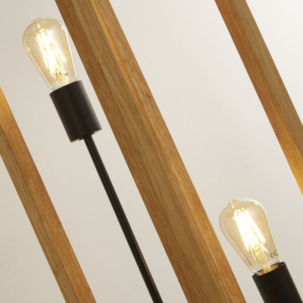Lampadaire en bambou 140 cm de haut carré naturel noir ZAMOSC