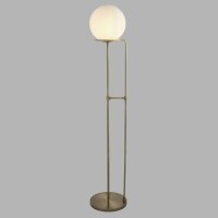 Lampadaire E27 145 cm en laiton antique blanc verre...