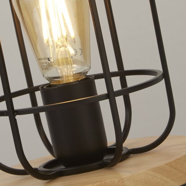 Petite lampe de table H : 24,5 cm Ø 18 cm E27 Métal Bois