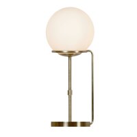 Lampe de table verre m&eacute;tal en laiton antique blanc...