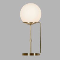 Lampe de table verre métal en laiton antique blanc...