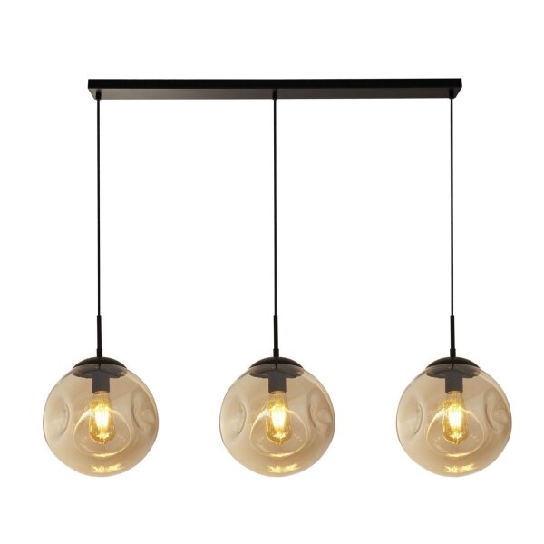 Lampe à suspendre 3 flammes E27 Noir Champagne Abat-jour sphérique
