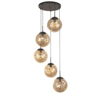 Lampe à suspendre 5 flammes E27 noir champagne