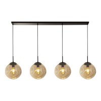 Suspension 4 flammes E27 noir champagne verre